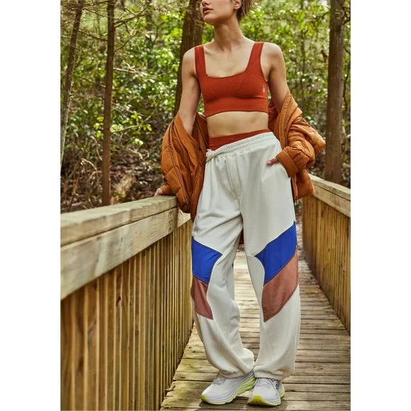 FP Movement by Free People Pants Jumpsuits Fp Movement Hot Track Pants Ivory Combo Poshmark